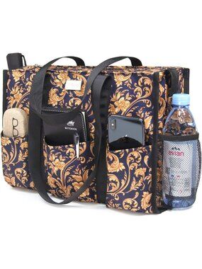 Women's Gold Polyester Utility Water Resistant Tote Bag with 13 Pockets